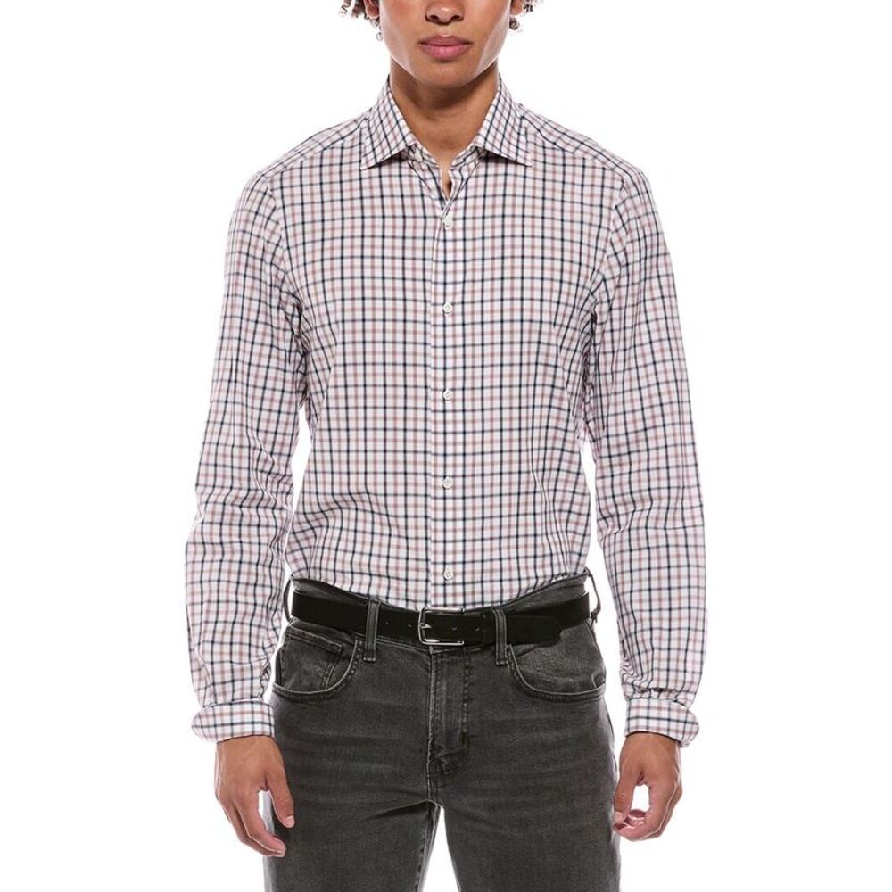 Isaia Mens  Mix Dress Shirt, White